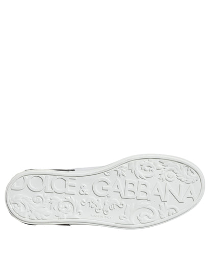 Dolce &amp; Gabbana – Portofino-Sneakers aus schwarzem Leder mit Logo
