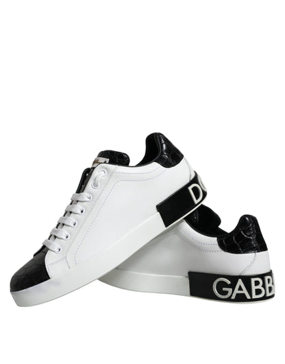 Dolce &amp; Gabbana – Portofino-Sneakers aus schwarzem Leder mit Logo