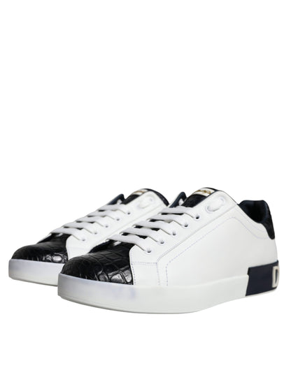 Dolce &amp; Gabbana – Portofino-Sneakers aus weißem Leder mit Logo