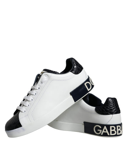 Dolce &amp; Gabbana – Portofino-Sneakers aus weißem Leder mit Logo