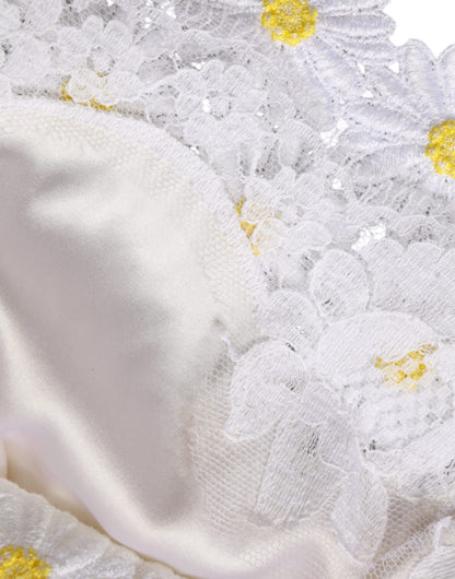 Dolce &amp; Gabbana – Weißes Etui-Midikleid aus Gänseblümchen-Makramee-Spitze