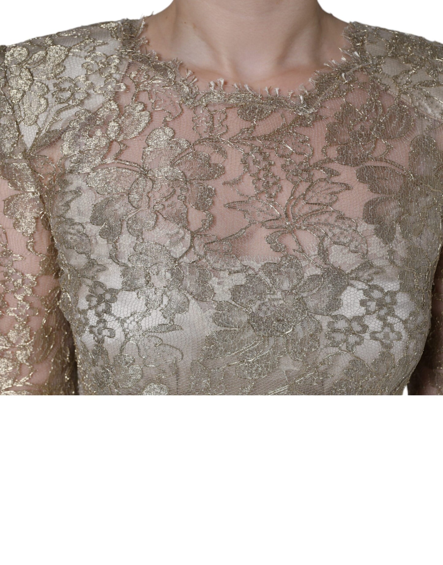 Dolce &amp; Gabbana – A-Linien-Etui-Minikleid mit goldener Blumenspitze