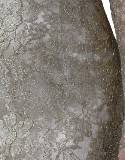 Dolce &amp; Gabbana – A-Linien-Etui-Minikleid mit goldener Blumenspitze