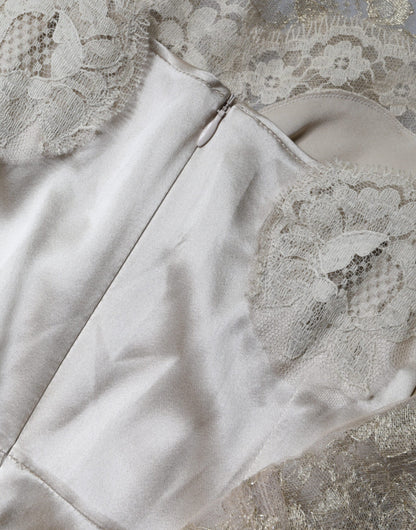 Dolce &amp; Gabbana – A-Linien-Etui-Minikleid mit goldener Blumenspitze