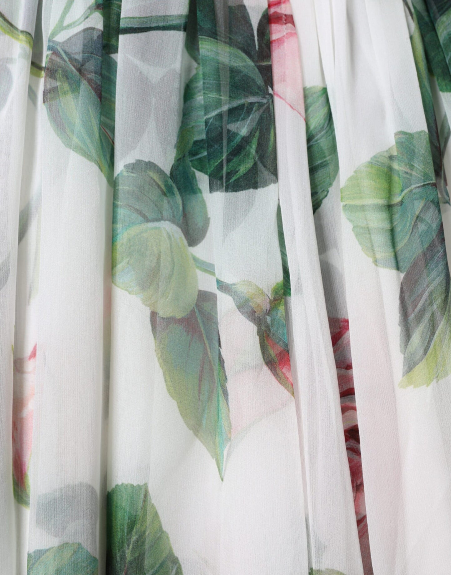 Dolce &amp; Gabbana – Weißes Midikleid aus Seide mit Blumenmuster in A-Linie