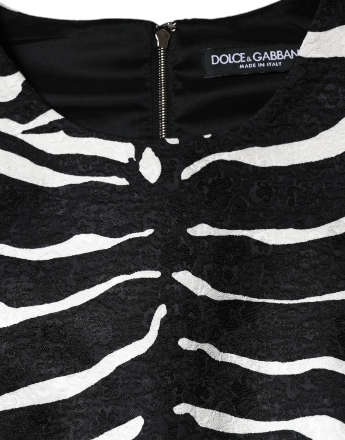 Dolce &amp; Gabbana – A-Linien-Etui-Minikleid mit Zebramuster in Schwarz und Weiß