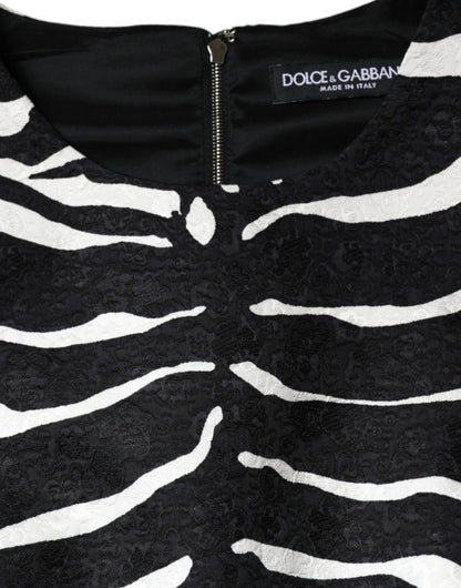 Dolce &amp; Gabbana – A-Linien-Etui-Minikleid mit Zebramuster in Schwarz und Weiß