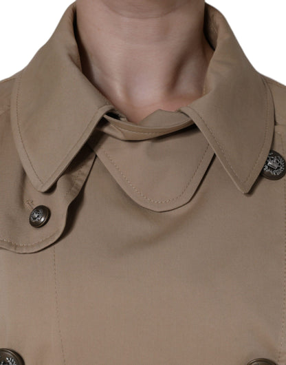 Dolce &amp; Gabbana – Zweireihige Trenchcoat-Jacke in Khaki