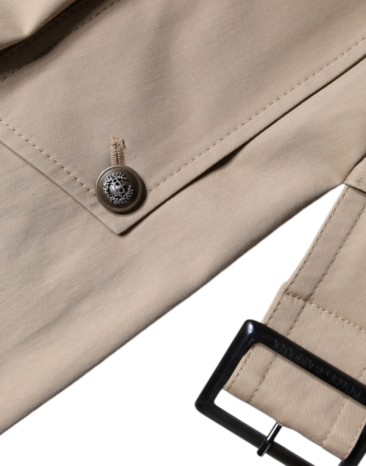 Dolce &amp; Gabbana – Zweireihige Trenchcoat-Jacke in Khaki