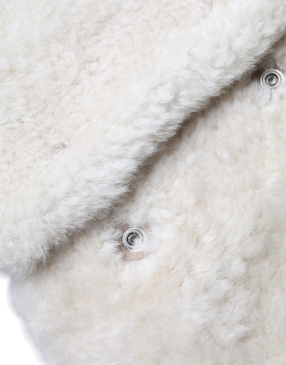 سترة معطف من الجلد من Burberry White WARRENFORD Shearling