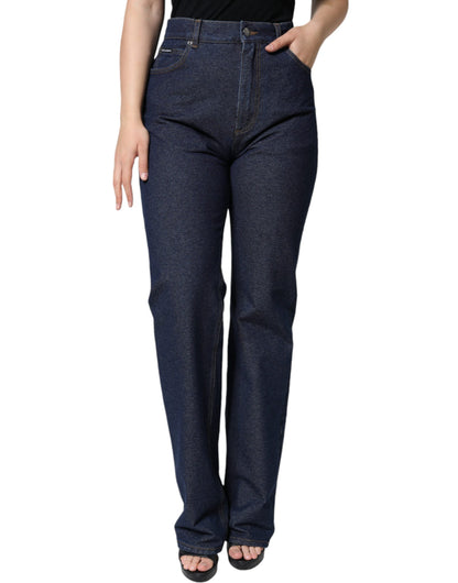 Dolce &amp; Gabbana Dunkelblaue Stretch-Jeans aus Baumwoll-Denim mit geradem Schnitt