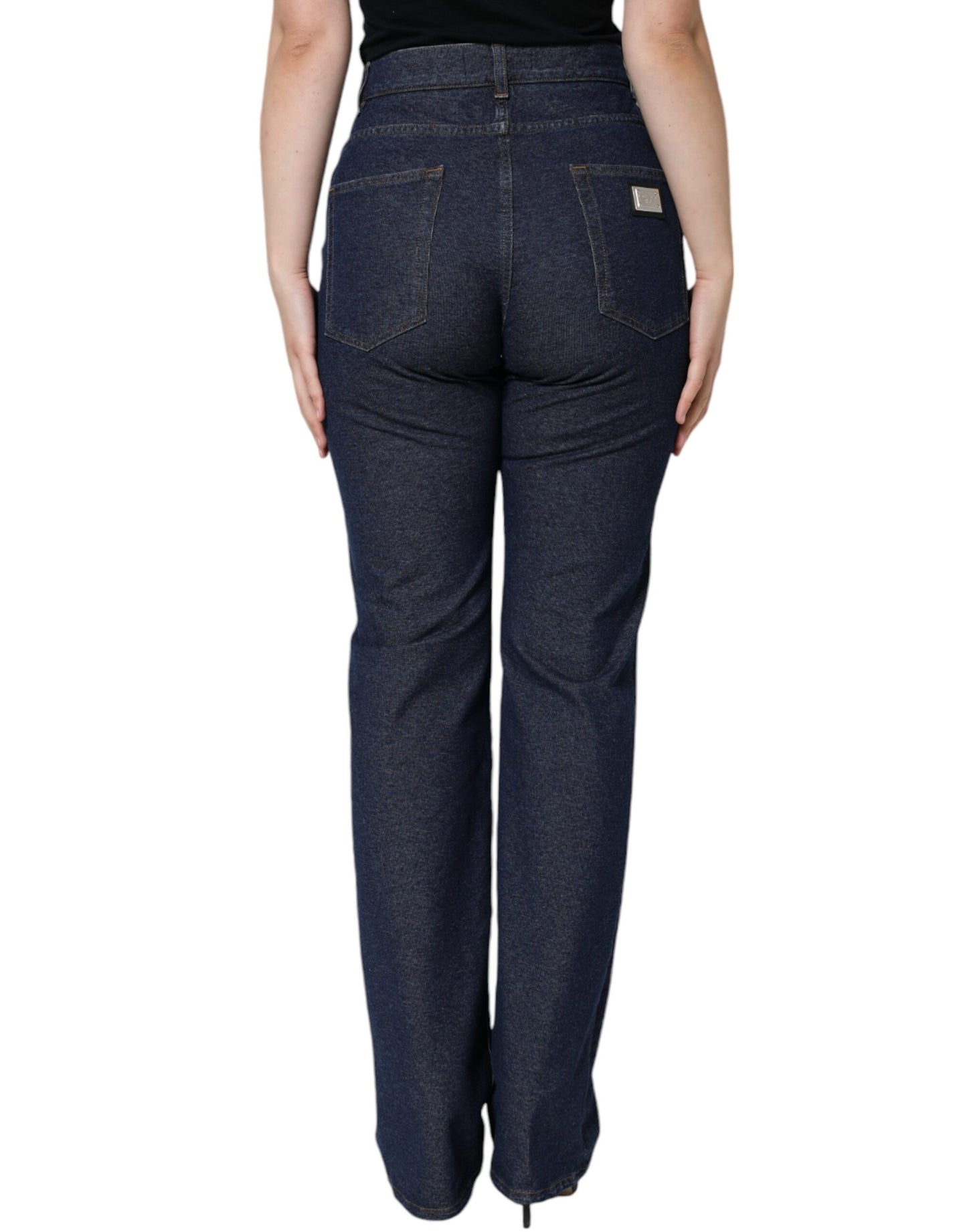 Dolce &amp; Gabbana Dunkelblaue Stretch-Jeans aus Baumwoll-Denim mit geradem Schnitt