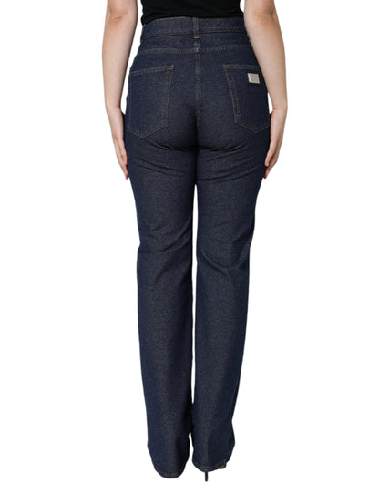Dolce &amp; Gabbana Dunkelblaue Stretch-Jeans aus Baumwoll-Denim mit geradem Schnitt