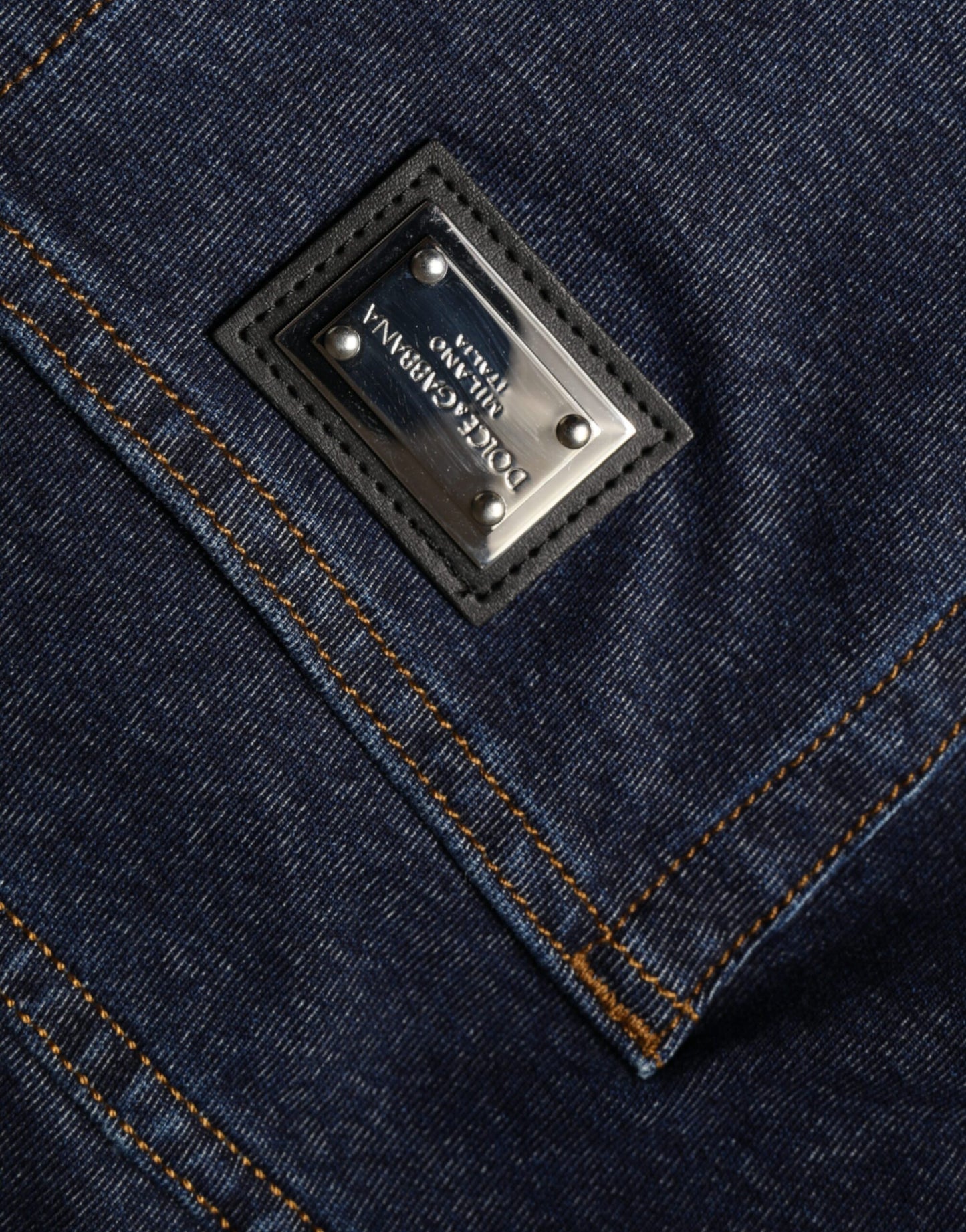 Dolce &amp; Gabbana Dunkelblaue Stretch-Jeans aus Baumwoll-Denim mit geradem Schnitt