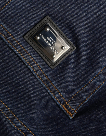 Dolce &amp; Gabbana Dunkelblaue Stretch-Jeans aus Baumwoll-Denim mit geradem Schnitt