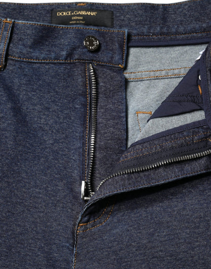 Dolce &amp; Gabbana Dunkelblaue Stretch-Jeans aus Baumwoll-Denim mit geradem Schnitt