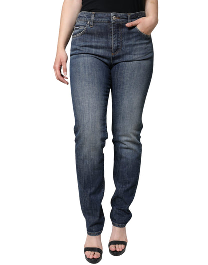 Dolce &amp; Gabbana Dunkelblaue Skinny-Jeans aus Baumwollstretch