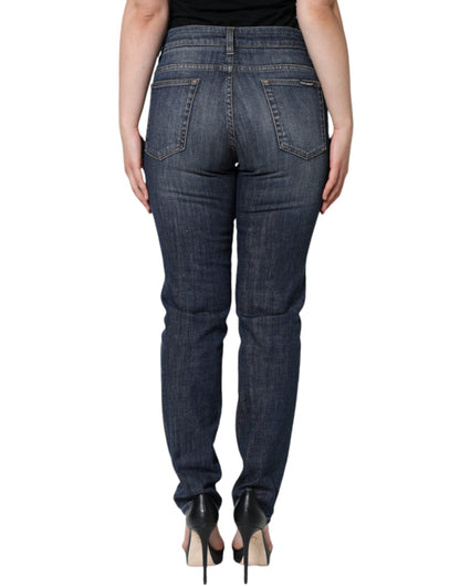 Dolce &amp; Gabbana Dunkelblaue Skinny-Jeans aus Baumwollstretch
