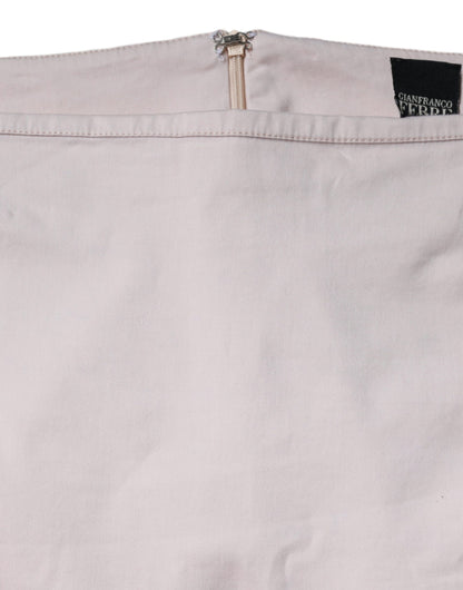 GF Ferre – Beigefarbener Bleistiftrock aus Baumwollstretch mit mittlerer Taille