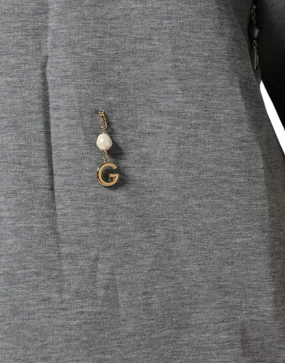 Dolce &amp; Gabbana – T-Shirt aus grauer Baumwollmischung mit Verzierung