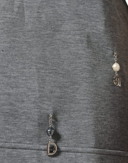 Dolce &amp; Gabbana – T-Shirt aus grauer Baumwollmischung mit Verzierung