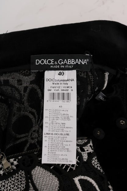 Dolce &amp; Gabbana – Rock aus geblümter Makramee-Spitze mit Kristallknöpfen