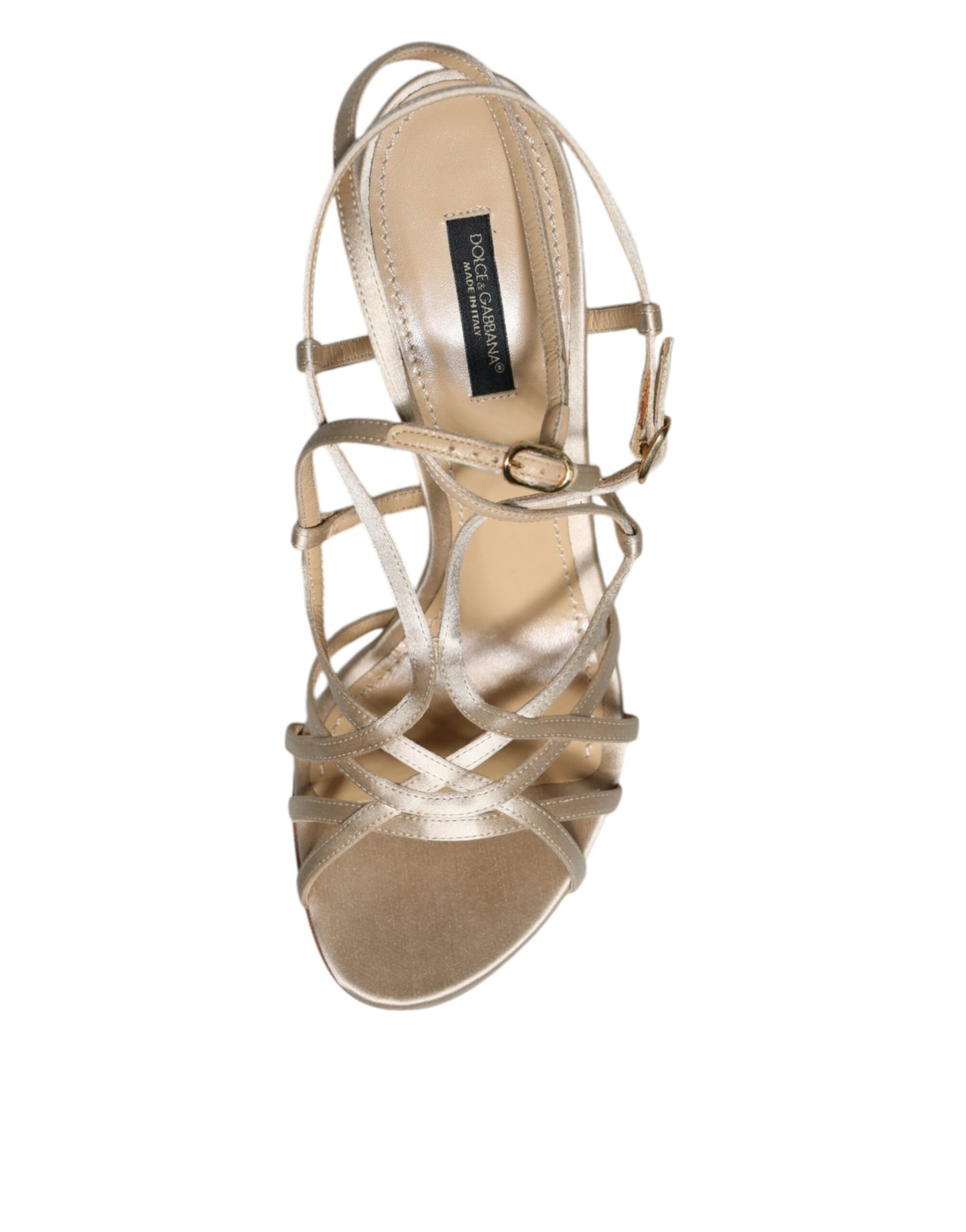 Dolce &amp; Gabbana Beige Leder Stiletto Heels Sandalen Schuhe