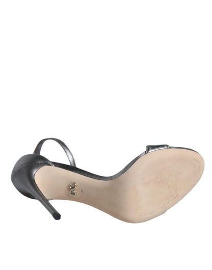 Dolce &amp; Gabbana Silber KEIRA Heels Knöchelriemen Sandalen Schuhe