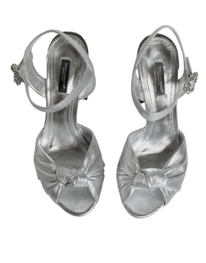 Dolce &amp; Gabbana Silber Spiegel Heels KEIRA Sandalen Schuhe