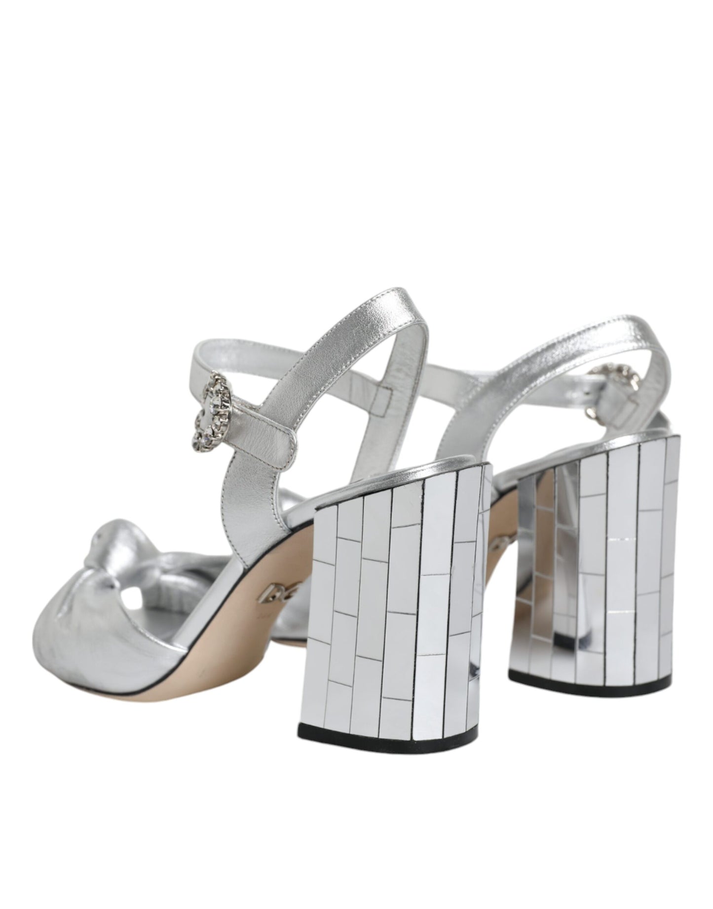 Dolce &amp; Gabbana Silber Spiegel Heels KEIRA Sandalen Schuhe
