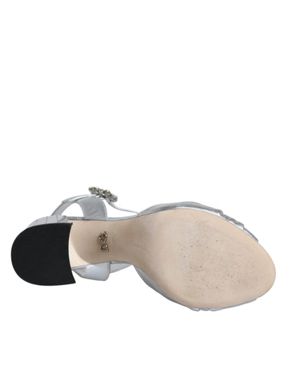Dolce &amp; Gabbana Silber Spiegel Heels KEIRA Sandalen Schuhe