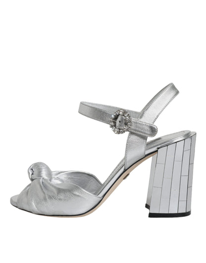 Dolce &amp; Gabbana Silber Spiegel Heels KEIRA Sandalen Schuhe