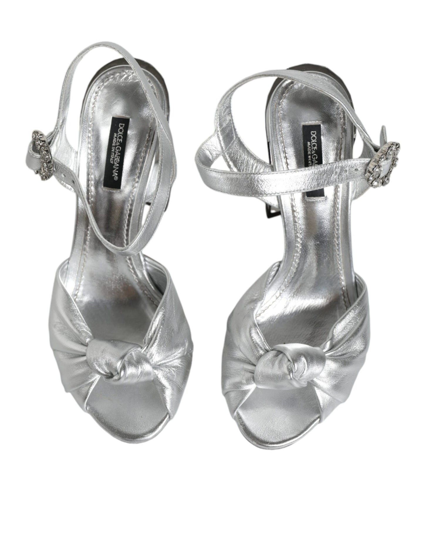 Dolce &amp; Gabbana Silber Spiegel Heels KEIRA Sandalen Schuhe