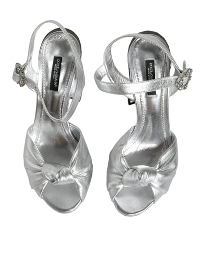 Dolce &amp; Gabbana Silber Spiegel Heels KEIRA Sandalen Schuhe