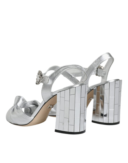 Dolce &amp; Gabbana Silber Spiegel Heels KEIRA Sandalen Schuhe