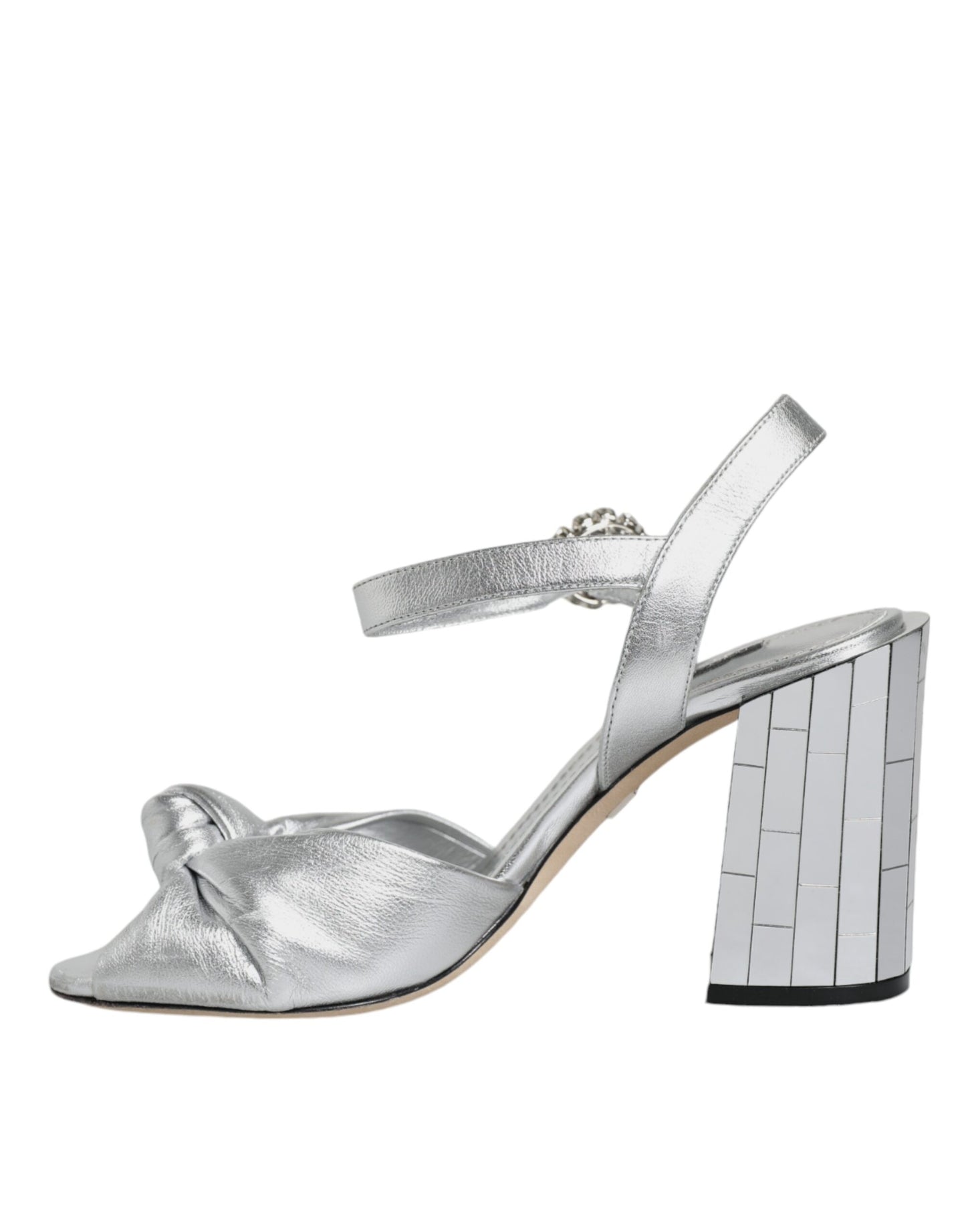 Dolce &amp; Gabbana Silber Spiegel Heels KEIRA Sandalen Schuhe