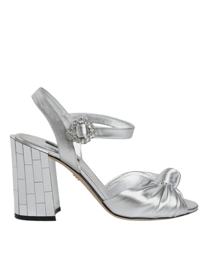 Dolce &amp; Gabbana Silber Spiegel Heels KEIRA Sandalen Schuhe