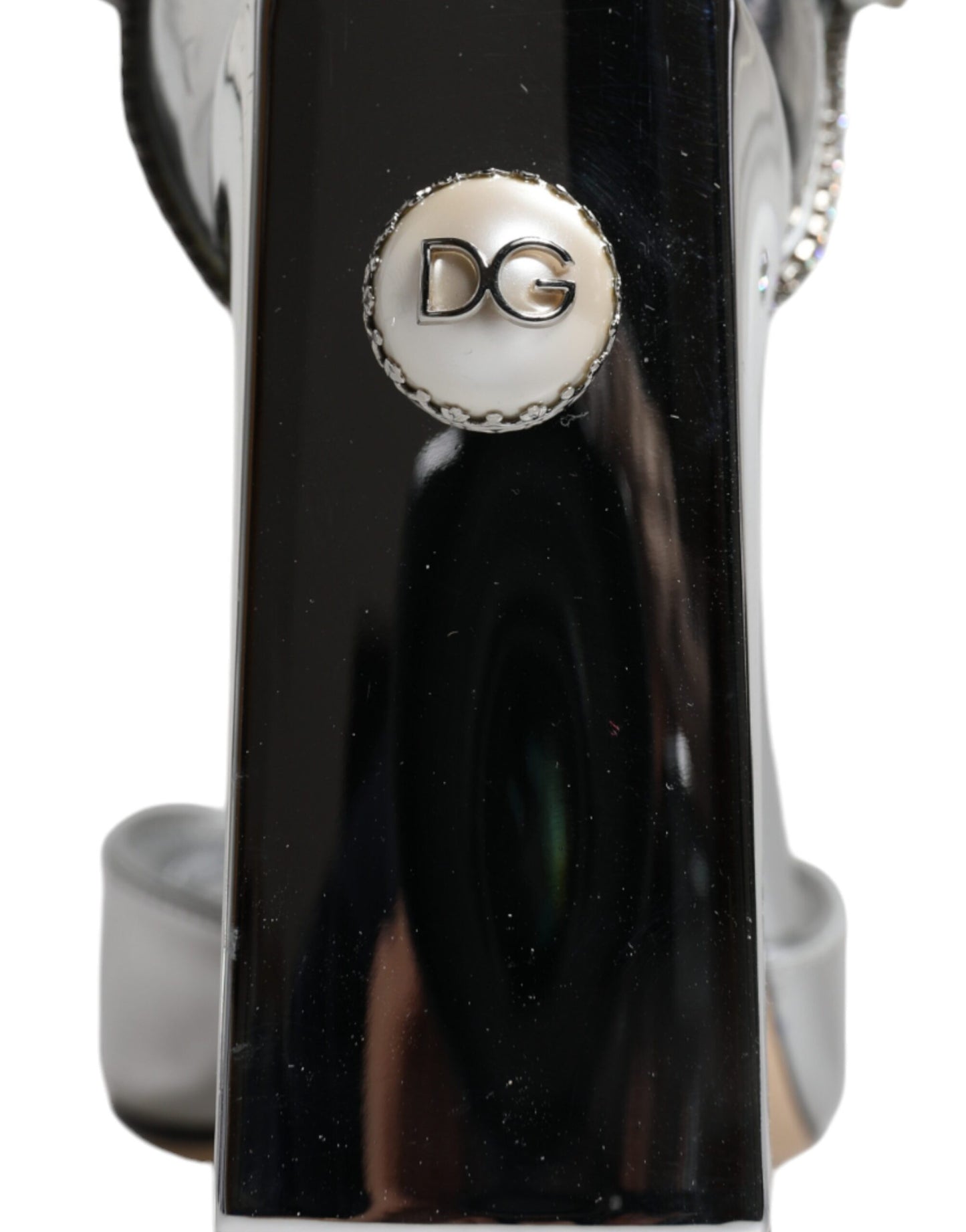 Dolce &amp; Gabbana Silber Leder T-Riemen Heels Sandalen Schuhe