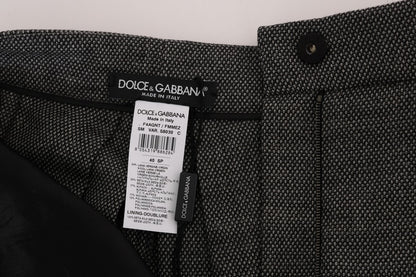 Dolce &amp; Gabbana Graue Mini-Shorts aus Wolle mit hoher Taille
