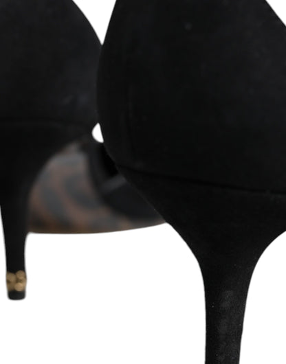 Dolce &amp; Gabbana – Pumps aus schwarzem Wildleder mit Knöchelriemen