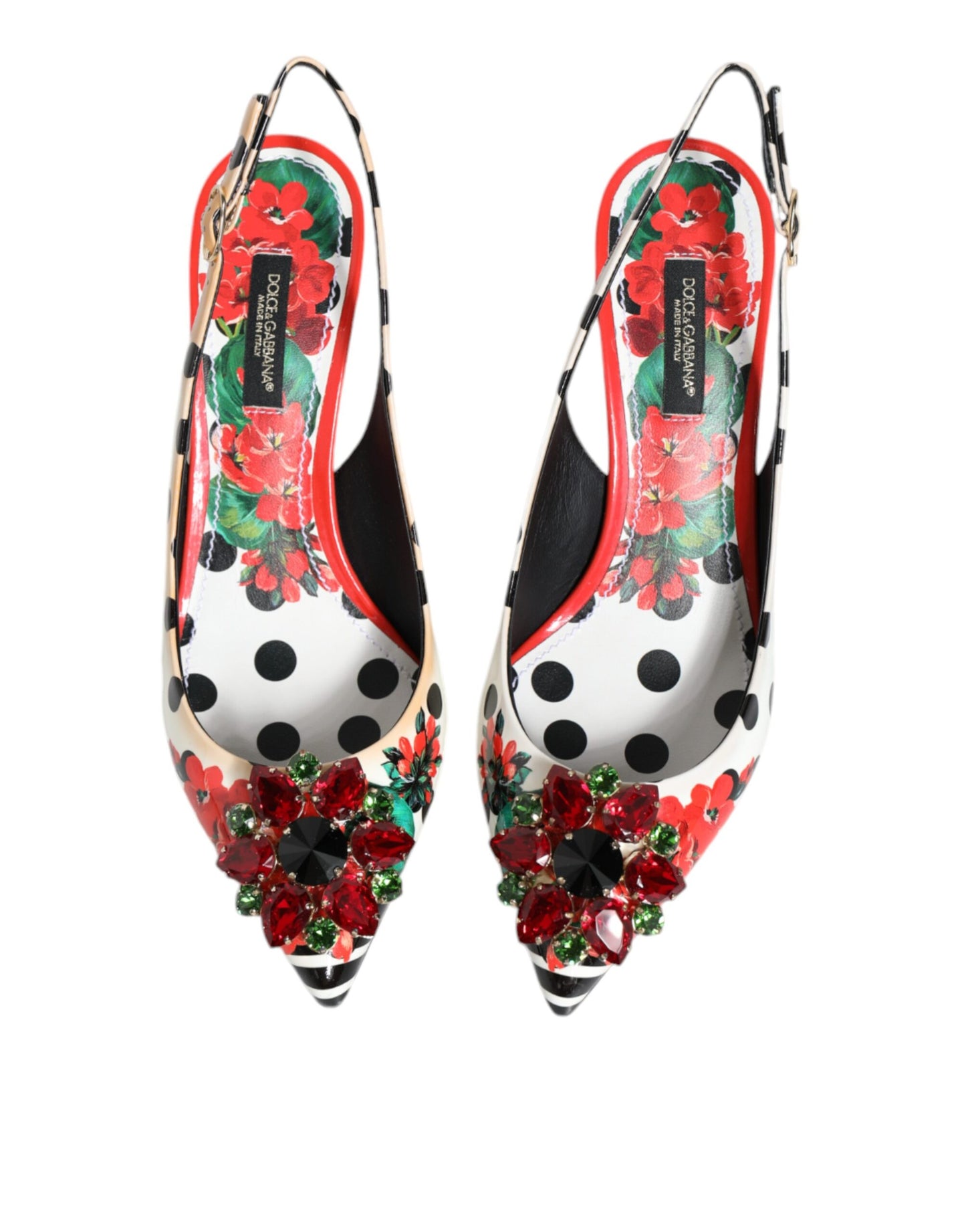 Dolce &amp; Gabbana Slingback-Schuhe mit mehrfarbigen Kristallabsätzen