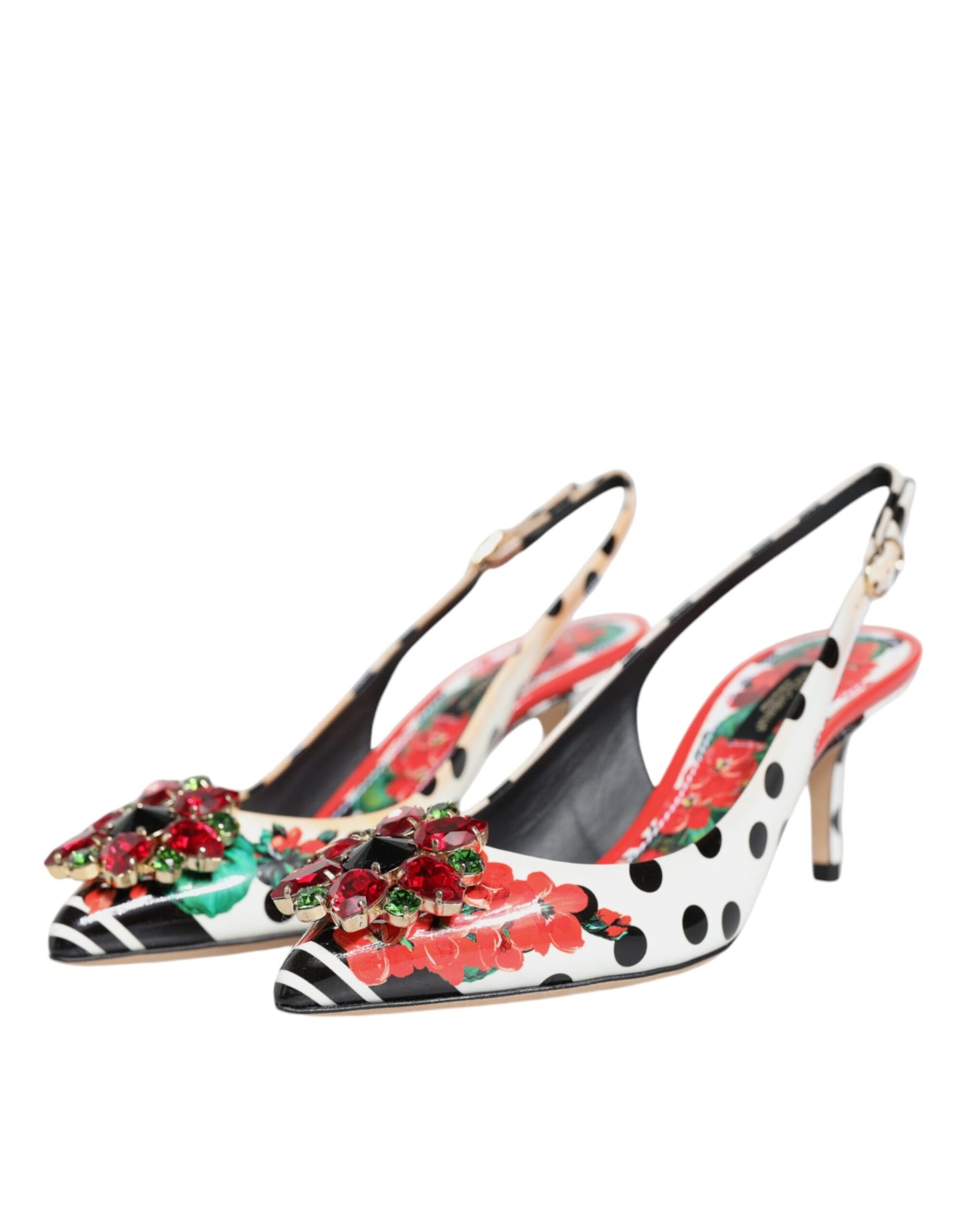 Dolce &amp; Gabbana Slingback-Schuhe mit mehrfarbigen Kristallabsätzen