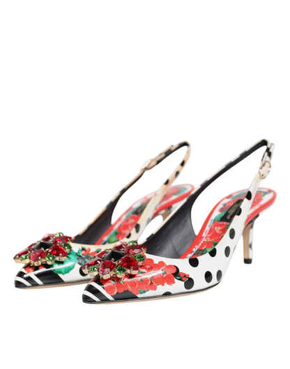 Dolce &amp; Gabbana Slingback-Schuhe mit mehrfarbigen Kristallabsätzen