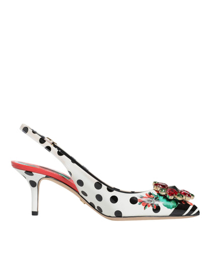 Dolce &amp; Gabbana Slingback-Schuhe mit mehrfarbigen Kristallabsätzen