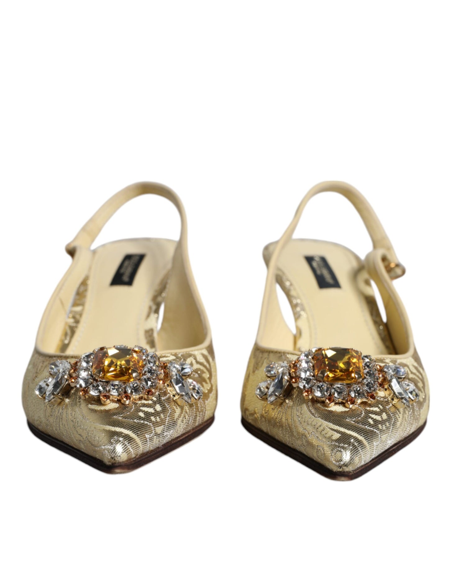 Dolce &amp; Gabbana Gold Kristall Pumps Heels Slingbacks Schuhe