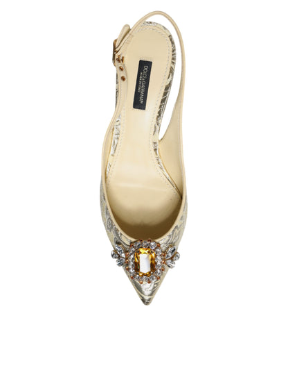 Dolce &amp; Gabbana Gold Kristall Pumps Heels Slingbacks Schuhe