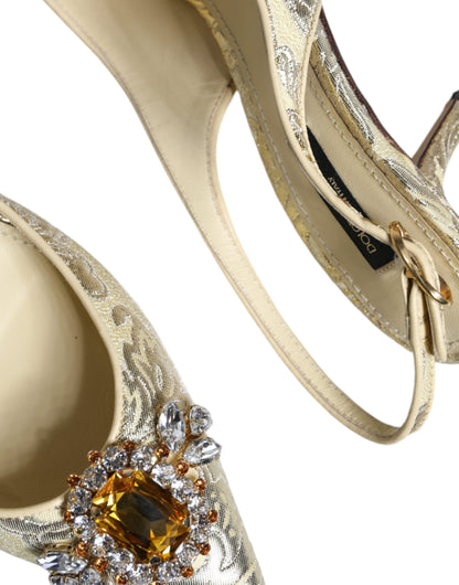 Dolce &amp; Gabbana Gold Kristall Pumps Heels Slingbacks Schuhe