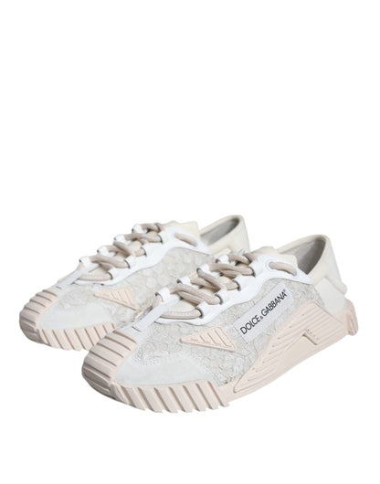 Dolce &amp; Gabbana Weiße Spitze NS1 Low Top Sneaker Sportschuhe