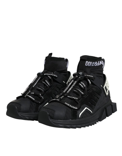 Dolce &amp; Gabbana Schwarze Sorrento Socken Logo Sneakers Schuhe