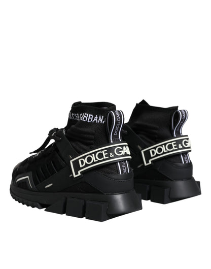 Dolce &amp; Gabbana Schwarze Sorrento Socken Logo Sneakers Schuhe